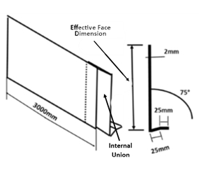F2/160/3M/PPC - 160mm Fascia - 3 Metre Length, comes with 2 Bends, 25mm Bottom Return@75° & Internal Union - PPC Finish