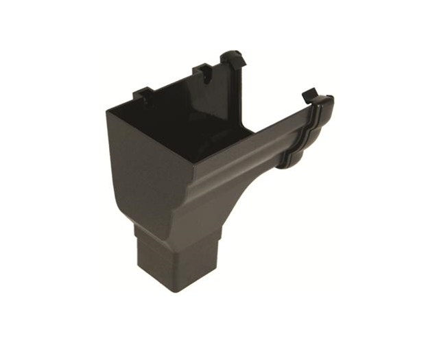 RON2 -  UPVC 'Cast Iron Style' Niagara Ogee LH Stopend Outlet c/w 65mm Square Outlet