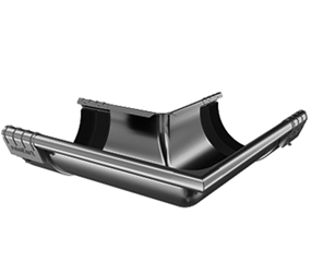 STH125/EA90/AG - 125mm Half Round 90° External Gutter Angle inc Unions - Anthracite Grey RAL 7016 